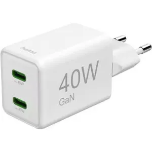Incarcator retea HAMA 201989, 2x USB-C Power Delivery (PD) 40W, alb