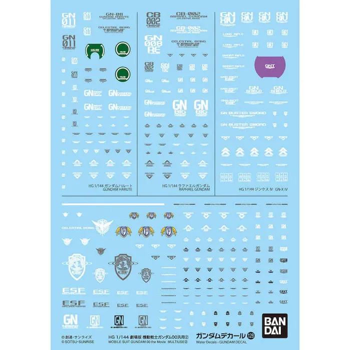 Set autocolante figurine, Bandai, Gundam Decal 128, Gundam 00 Movie, Multiuse 2