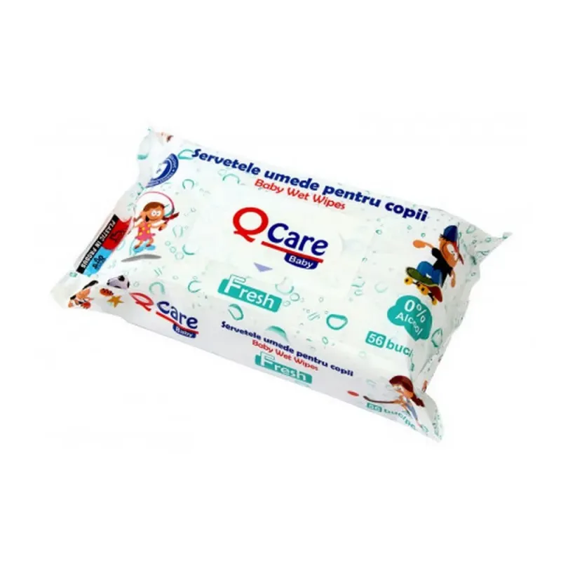 Servetele umede pentru bebelusi Qcare Fresh, 56 bucati