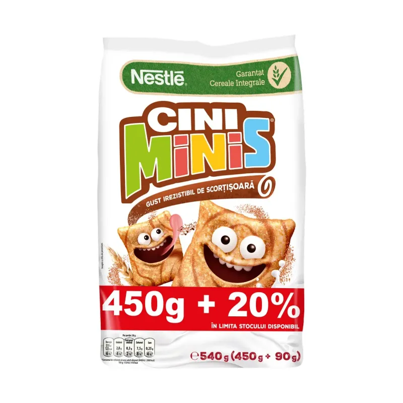 Cereale cu gust de scortisoara Nestle Cini Minis, 540 g