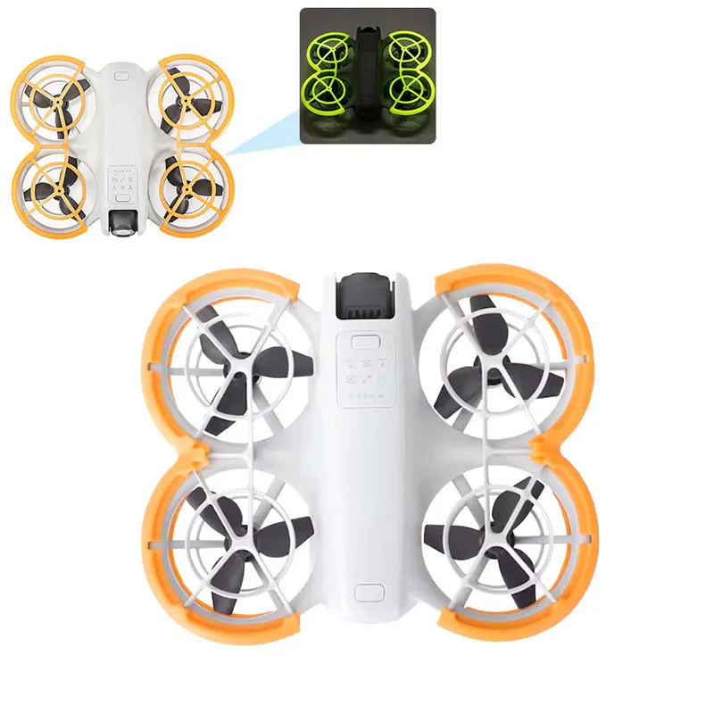 Protectie elice din cauciuc pentru drona DJI NEO - portocaliu, fluorescent, Fudisenn, inel anti-coliziune, stralucire noaptea, usor de instalat, material durabil, design all-inclusive tip fortareata, 128.8x53.3x13.3mm, 10g