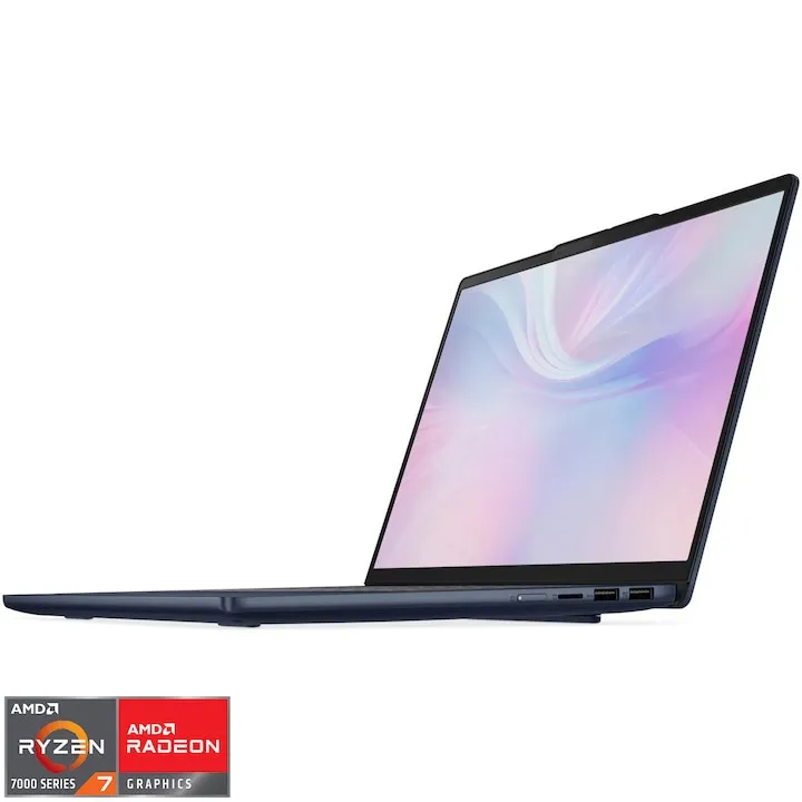 Lenovo IdeaPad Slim 5 14ARP10 cu procesor AMD Ryzen™ 7 7735HS pana la 4.75GHz, 14" WUXGA, OLED, 32GB DDR5 RAM, 1TB SSD, AMD Radeon™ 680M Graphics, No OS, Cosmic Blue