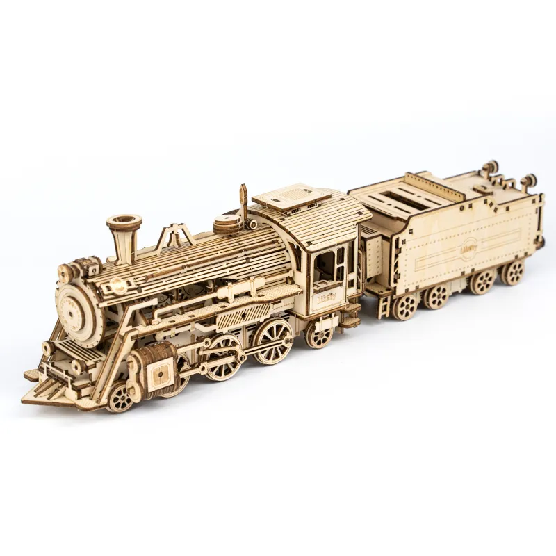 Puzzle 3D din lemn, Tren retro, 308 piese, 7x31cm