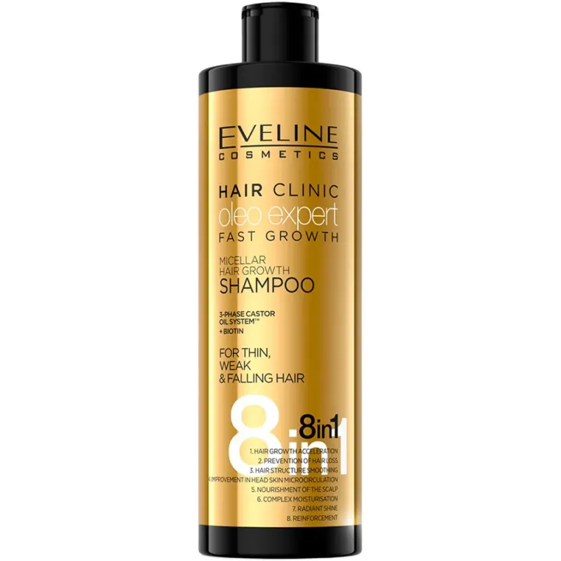 Sampon Eveline Hair Clinic Oleo Expert Fast Growth 8 in 1, 400 ml