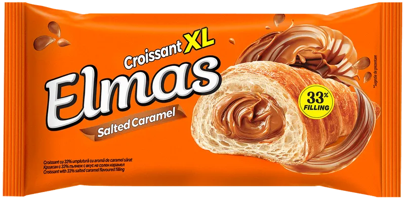 Croissant cu crema cu aroma de caramel sarat Elmas XL, 80 g