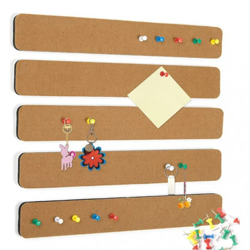 Set 5 panouri din pluta pentru afisaj, Axroad Mall, Usor de utilizat, Design creativ personalizat, Cu 40 push pins, Autoadeziv, Pentru birou, camera copii, bucatarie, 33*5*1.2cm, Maro