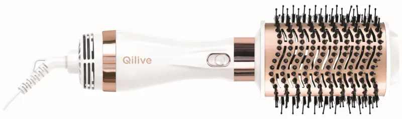 Perie de par cu accesorii Qilive Q.7880, 1000W, invelis ceramic, 3 trepte de intensitate, alb