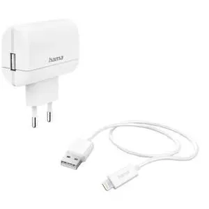 Incarcator retea HAMA 201619, 1x USB-A, cablu Lightning, 12W, alb