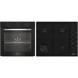 Set cuptor incorporabil ARCTIC ARSE11130BD, Electric, Autocuratare Aqua Drop Clean, 72 l, Clasa A + Plita incorporabila, Gaz, 4 arzatoare, Wok, negru