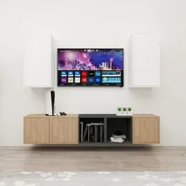 Biblioteca living M&M 11, stejar sonoma + alb + gri antracit, 200 cm, 7C