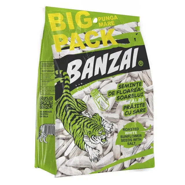 Seminte de floarea-soarelui albe prajite cu sare Banzai, 120 g